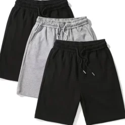 Hot OUKU Men's Sweat Shorts Baggy Shorts Solid Color Breathable Soft Short Casual Daily Stylish Casual Black Grey Micro-elastic