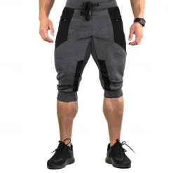 Sale OUKU Men's Sweat Shorts Capri shorts Running Shorts Gym Shorts Pocket Drawstring Elastic Waist Color Block Comfort Breathable Calf-Length Outdoor Sports Classic Casual Black Wine Micro-elastic