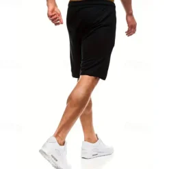 Sale OUKU Men's Sweat Shorts Casual Shorts Drawstring Elastic Waist Plain Breathable Soft Casual Weekend Fashion Streetwear Black Grey Micro-elastic