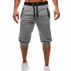 Clearance OUKU Men's Sweat Shorts Running Shorts Capri Pants Patchwork Drawstring Plain Daily Holiday Going out Streetwear Basic Black Light Grey Micro-elastic