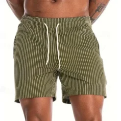 Best OUKU Men's Sweat Shorts Shorts Summer Shorts 3 inch Shorts Pocket Drawstring Elastic Waist Stripe Comfort Short Sports Outdoor Daily Going out Fashion Casual Black Pink Micro-elastic