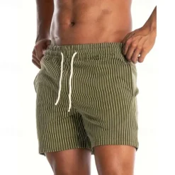 Best OUKU Men's Sweat Shorts Shorts Summer Shorts 3 inch Shorts Pocket Drawstring Elastic Waist Stripe Comfort Short Sports Outdoor Daily Going out Fashion Casual Black Pink Micro-elastic