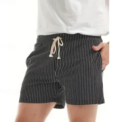 Best OUKU Men's Sweat Shorts Shorts Summer Shorts 3 inch Shorts Pocket Drawstring Elastic Waist Stripe Comfort Short Sports Outdoor Daily Going out Fashion Casual Black Pink Micro-elastic