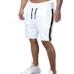 Outlet OUKU Men's Sweat Shorts Shorts Bermuda shorts Pocket Drawstring Side Stripe Plain Comfort Sports Short Outdoor Casual Daily Streetwear Athleisure Black White Micro-elastic
