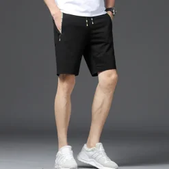 OUKU Men's Sweat Shorts Shorts Summer Shorts Beach Shorts Drawstring Elastic Waist Straight Leg Plain Comfort Breathable Short Casual Daily Holiday Cotton Blend Sports Fashion ArmyGreen Black