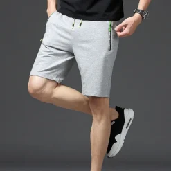 OUKU Men's Sweat Shorts Shorts Summer Shorts Beach Shorts Drawstring Elastic Waist Straight Leg Plain Comfort Breathable Short Casual Daily Holiday Cotton Blend Sports Fashion ArmyGreen Black