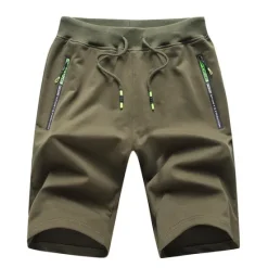 OUKU Men's Sweat Shorts Shorts Summer Shorts Beach Shorts Drawstring Elastic Waist Straight Leg Plain Comfort Breathable Short Casual Daily Holiday Cotton Blend Sports Fashion ArmyGreen Black