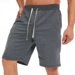 Best OUKU Men's Sweat Shorts Shorts Summer Shorts Beach Shorts Pocket Drawstring Elastic Waist Plain Comfort Breathable Short Holiday Vacation Beach Sports Fashion Black White
