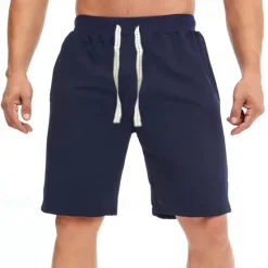 Best OUKU Men's Sweat Shorts Shorts Summer Shorts Beach Shorts Pocket Drawstring Elastic Waist Plain Comfort Breathable Short Holiday Vacation Beach Sports Fashion Black White