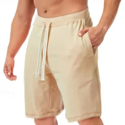 Best OUKU Men's Sweat Shorts Shorts Summer Shorts Beach Shorts Pocket Drawstring Elastic Waist Plain Comfort Breathable Short Holiday Vacation Beach Sports Fashion Black White