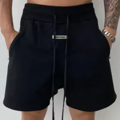 Clearance OUKU Men's Sweat Shorts Shorts Bermuda shorts Drawstring Elastic Waist Zipper Pocket Plain Comfort Sports Short Outdoor Yoga Daily Fashion Athleisure Black Grey Micro-elastic