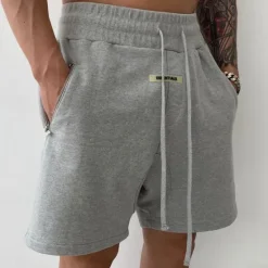Clearance OUKU Men's Sweat Shorts Shorts Bermuda shorts Drawstring Elastic Waist Zipper Pocket Plain Comfort Sports Short Outdoor Yoga Daily Fashion Athleisure Black Grey Micro-elastic