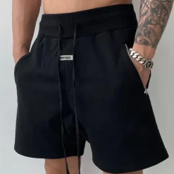 Clearance OUKU Men's Sweat Shorts Shorts Bermuda shorts Drawstring Elastic Waist Zipper Pocket Plain Comfort Sports Short Outdoor Yoga Daily Fashion Athleisure Black Grey Micro-elastic