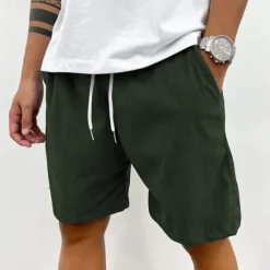 OUKU Men's Sweat Shorts Shorts Casual Shorts Drawstring Elastic Waist Plain Comfort Short Outdoor Daily Streetwear Fashion Casual Black White Micro-elastic
