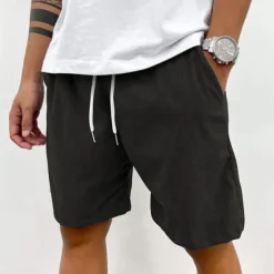 OUKU Men's Sweat Shorts Shorts Casual Shorts Drawstring Elastic Waist Plain Comfort Short Outdoor Daily Streetwear Fashion Casual Black White Micro-elastic