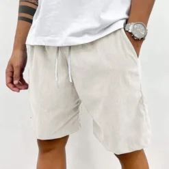 OUKU Men's Sweat Shorts Shorts Casual Shorts Drawstring Elastic Waist Plain Comfort Short Outdoor Daily Streetwear Fashion Casual Black White Micro-elastic