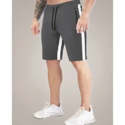 Sale OUKU Men's Sweat Shorts Shorts Bermuda shorts Side Stripe Elastic Waist Zipper Pocket Plain Comfort Sports Short Daily Running Gym Fashion Athleisure Black Blue Micro-elastic