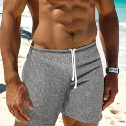 Outlet OUKU Men's Sweat Shorts Shorts Bermuda shorts Drawstring Elastic Waist Plain Comfort Sports Short Yoga Daily Gym Athleisure White Khaki Micro-elastic