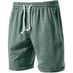 OUKU Men's Sweat Shorts Shorts Bermuda shorts Drawstring Elastic Waist Plain Comfort Sports Knee Length Outdoor Daily Fashion Streetwear Black Green Micro-elastic