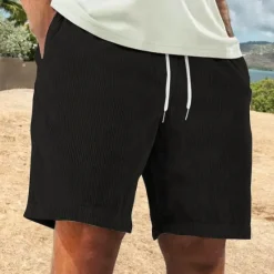 Online OUKU Men's Sweat Shorts Shorts Casual Shorts Drawstring Elastic Waist Plain Comfort Short Outdoor Daily Streetwear Fashion Casual Black White Micro-elastic