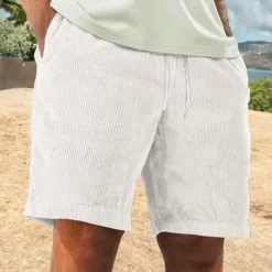 Online OUKU Men's Sweat Shorts Shorts Casual Shorts Drawstring Elastic Waist Plain Comfort Short Outdoor Daily Streetwear Fashion Casual Black White Micro-elastic