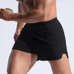 Best OUKU Men's Sweat Shorts Shorts Summer Shorts Pocket Drawstring Elastic Waist Plain Comfort Short Sports Outdoor Daily Going out Fashion Casual Black Red Micro-elastic