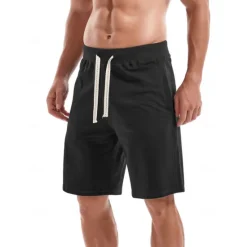 Hot OUKU Men's Sweat Shorts Shorts Workout Shorts Casual Shorts Pocket Drawstring Elastic Waist Plain Comfort Breathable Knee Length Casual Daily Holiday Sports Fashion Smoky gray Black Micro-elastic