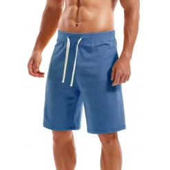 Hot OUKU Men's Sweat Shorts Shorts Workout Shorts Casual Shorts Pocket Drawstring Elastic Waist Plain Comfort Breathable Knee Length Casual Daily Holiday Sports Fashion Smoky gray Black Micro-elastic