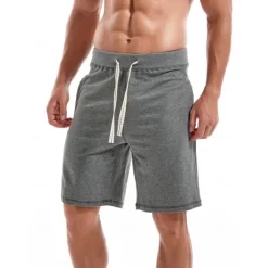 Hot OUKU Men's Sweat Shorts Shorts Workout Shorts Casual Shorts Pocket Drawstring Elastic Waist Plain Comfort Breathable Knee Length Casual Daily Holiday Sports Fashion Smoky gray Black Micro-elastic