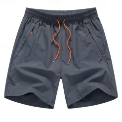 New OUKU Men's Sweat Shorts Shorts Sport Daily Quick Dry Comfortable Pocket Drawstring Elastic Waist Plain Short Gymnatics Casual Activewear Black Navy Blue Micro-elastic