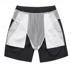 New OUKU Men's Sweat Shorts Shorts Sport Daily Quick Dry Comfortable Pocket Drawstring Elastic Waist Plain Short Gymnatics Casual Activewear Black Navy Blue Micro-elastic