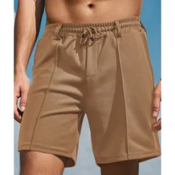 Online OUKU Men's Sweat Shorts Shorts Summer Shorts Beach Shorts Pocket Drawstring Elastic Waist Plain Comfort Breathable Short Outdoor Sports Classic Casual Black Brown