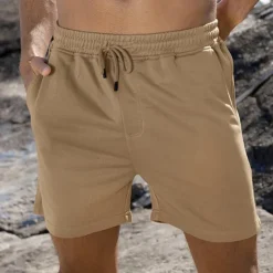 OUKU Men's Sweat Shorts Summer Shorts Beach Shorts Pocket Drawstring Elastic Waist Plain Comfort Breathable Short Outdoor Sports Classic Casual Black White Micro-elastic