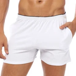 Outlet OUKU Men's Sweat Shorts Underwear Shorts Solid Colored Breathable Soft Short Home Daily Basic Casual Slim Black White Micro-elastic