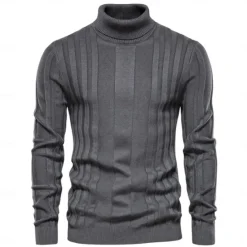 OUKU Men's Sweater Pullover Sweater Jumper Knitwear Ribbed Knit Regular Tops Color Block Turtleneck Knitwear Neutral Outdoor Clothing Apparel Spring & Fall Black Yellow S M L