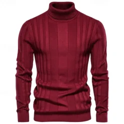 OUKU Men's Sweater Pullover Sweater Jumper Knitwear Ribbed Knit Regular Tops Color Block Turtleneck Knitwear Neutral Outdoor Clothing Apparel Spring & Fall Black Yellow S M L