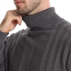 OUKU Men's Sweater Pullover Sweater Jumper Knitwear Ribbed Knit Regular Tops Color Block Turtleneck Knitwear Neutral Outdoor Clothing Apparel Spring & Fall Black Yellow S M L