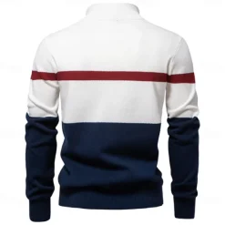 Discount OUKU Men's Sweater Pullover Sweater Jumper Knitwear Ribbed Knit Regular Tops Turndown Casual Daily Clothing Apparel Spring & Fall White Green S M L
