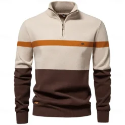 Discount OUKU Men's Sweater Pullover Sweater Jumper Knitwear Ribbed Knit Regular Tops Turndown Casual Daily Clothing Apparel Spring & Fall White Green S M L