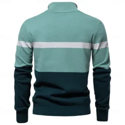 Discount OUKU Men's Sweater Pullover Sweater Jumper Knitwear Ribbed Knit Regular Tops Turndown Casual Daily Clothing Apparel Spring & Fall White Green S M L