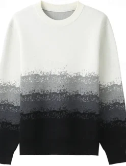 Discount OUKU Men's Sweater Pullover Sweater Jumper Knit Regular Ombre Crew Neck Knitwear Elegant Formal Anniversary Clothing Apparel Fall Winter Black M L XL