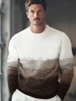Discount OUKU Men's Sweater Pullover Sweater Jumper Knit Regular Ombre Crew Neck Knitwear Elegant Formal Anniversary Clothing Apparel Fall Winter Black M L XL