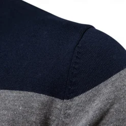 New OUKU Men's Sweater Pullover Sweater Jumper Knitwear Ribbed Knit Regular Tops Zipper Color Block Turndown Knitwear Neutral Outdoor Clothing Apparel Spring & Fall Black Navy Blue S M L