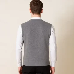 Hot OUKU Men's Sweater Vest Knit Jacquard Geometric Pattern V Neck Daily Vests Vacation Home Clothing Apparel Sleeveless Summer Spring Black Khaki S M L