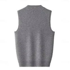 Hot OUKU Men's Sweater Vest Knit Jacquard Geometric Pattern V Neck Daily Vests Vacation Home Clothing Apparel Sleeveless Summer Spring Black Khaki S M L