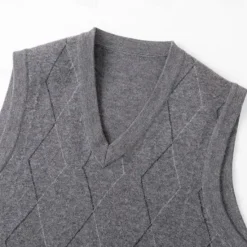 Hot OUKU Men's Sweater Vest Knit Jacquard Geometric Pattern V Neck Daily Vests Vacation Home Clothing Apparel Sleeveless Summer Spring Black Khaki S M L