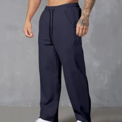 Outlet OUKU Men's Sweatpants Corduroy Pants Trousers Casual Pants Pocket Elastic Waist Drawstring Plain Comfort Sports Outdoor Daily Fashion Casual Black White Micro-elastic