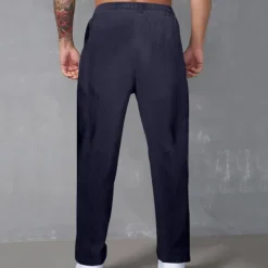 Outlet OUKU Men's Sweatpants Corduroy Pants Trousers Casual Pants Pocket Elastic Waist Drawstring Plain Comfort Sports Outdoor Daily Fashion Casual Black White Micro-elastic