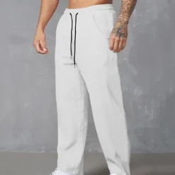 Outlet OUKU Men's Sweatpants Corduroy Pants Trousers Casual Pants Pocket Elastic Waist Drawstring Plain Comfort Sports Outdoor Daily Fashion Casual Black White Micro-elastic