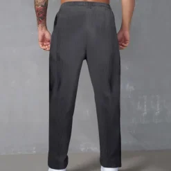 Outlet OUKU Men's Sweatpants Corduroy Pants Trousers Casual Pants Pocket Elastic Waist Drawstring Plain Comfort Sports Outdoor Daily Fashion Casual Black White Micro-elastic